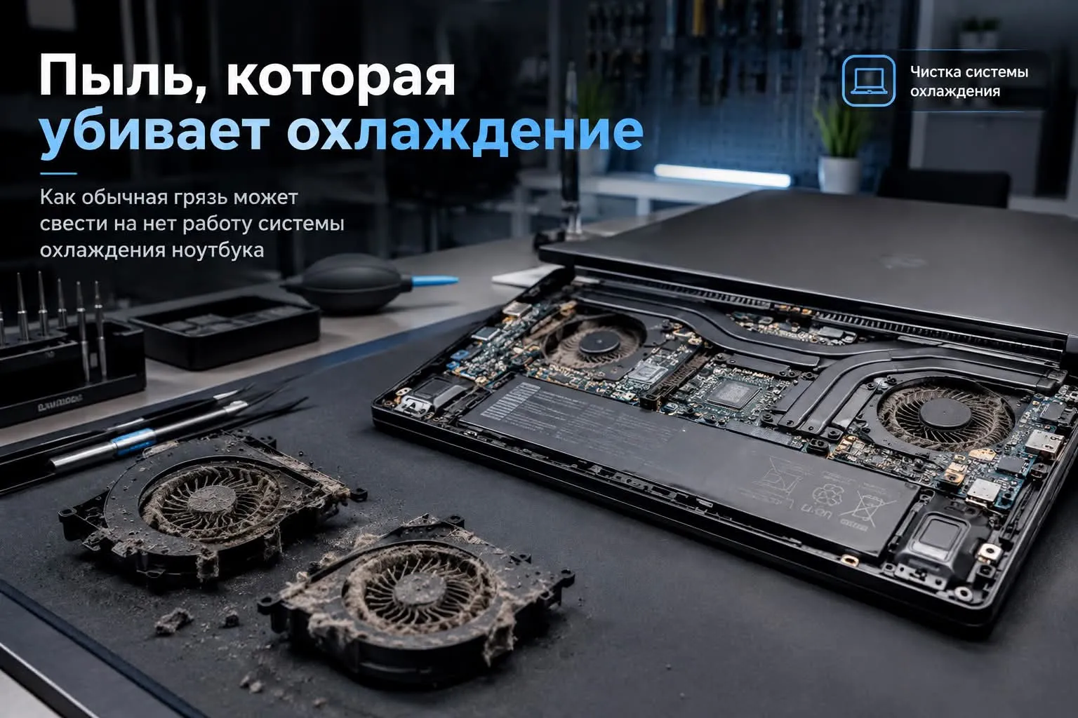 Клиент пришел с жалобой, что кулер не крутится. Мы открыли ноутбук, а там оказал